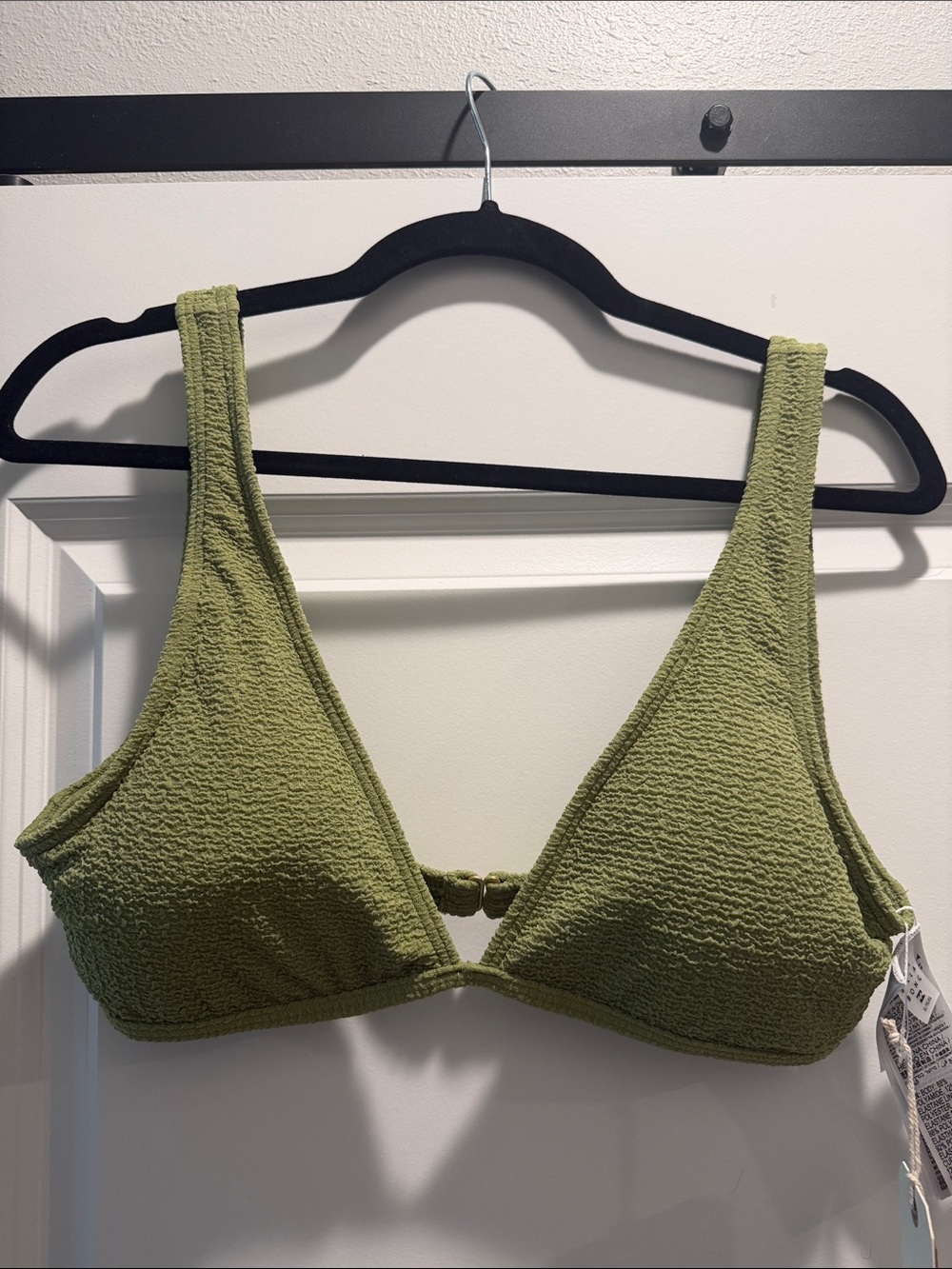 Billabong Olive Green Textured Triangle Bikini Top